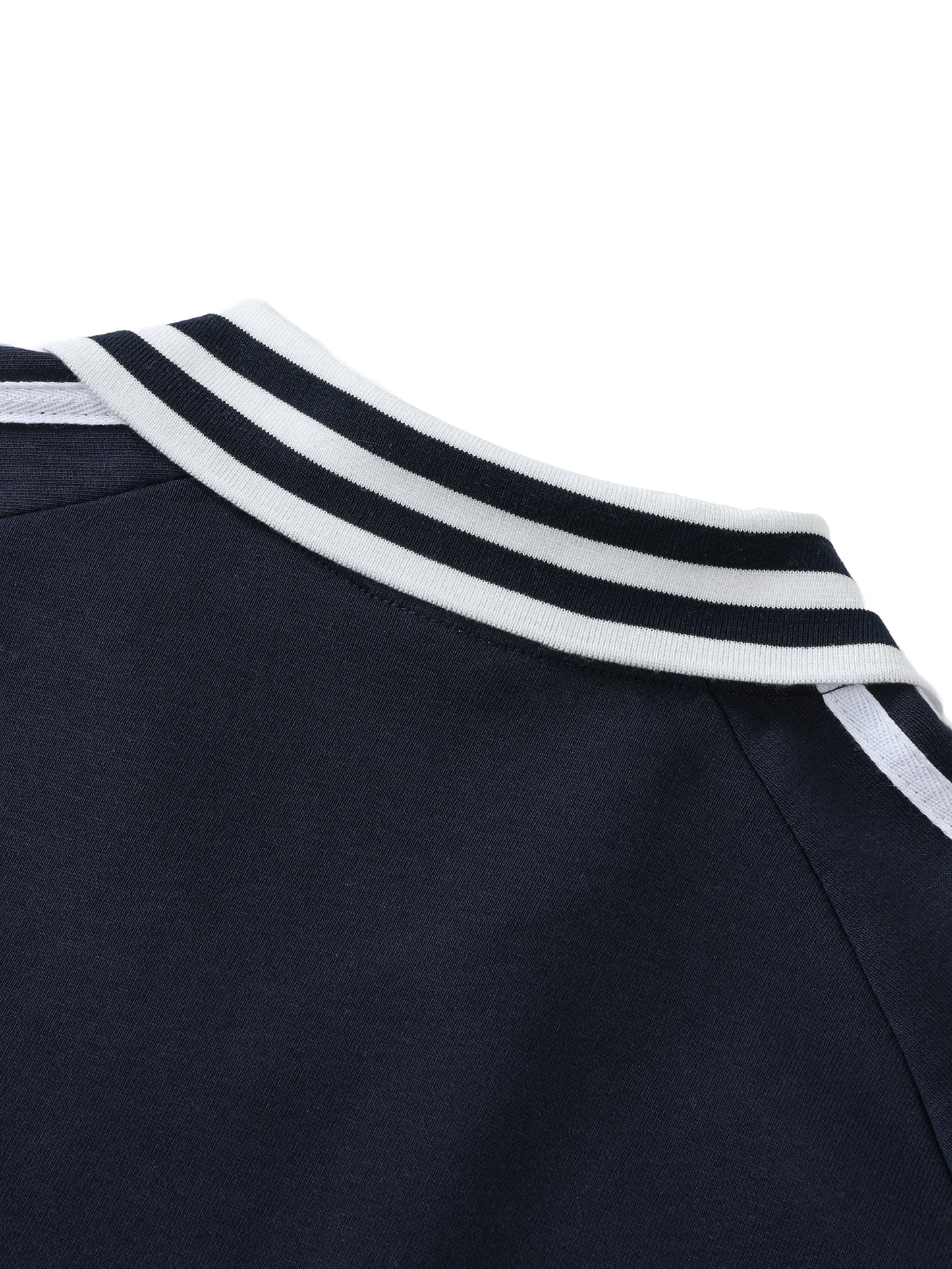 Chialay Logo Striped Lapel Collar Top - Black